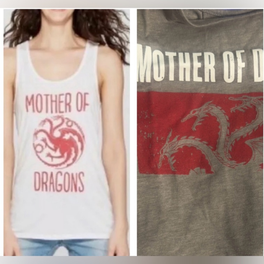 New Official HBO GOT Mother Of Dragons Tank Top Grey size M/L